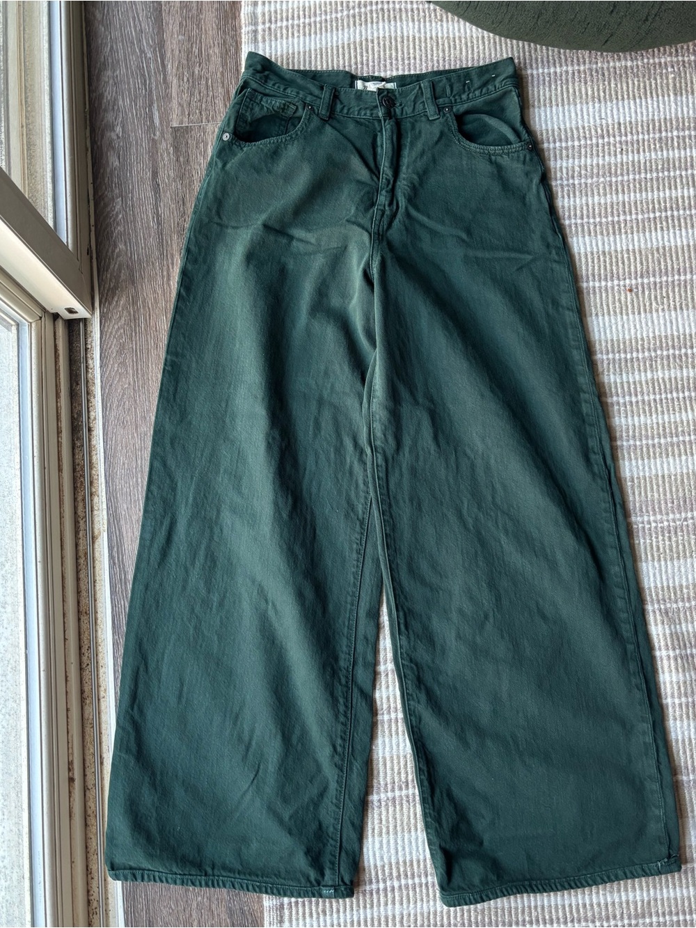 Madewell Women’s Superwide-Leg Jeans in Deep Forest Green